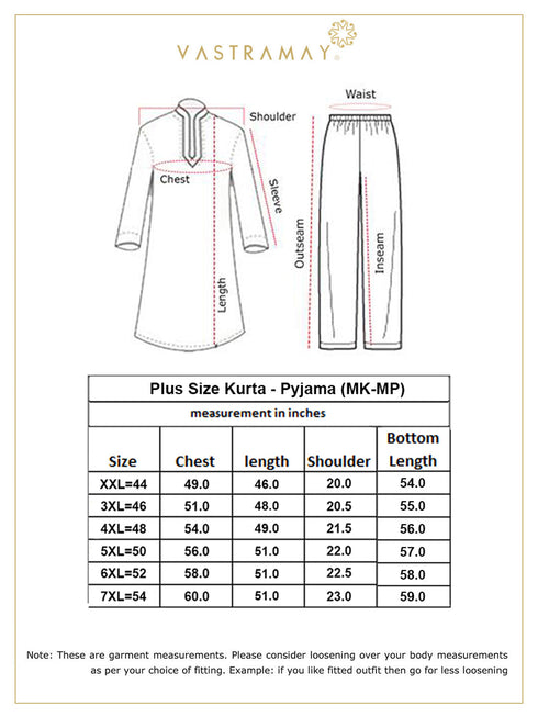 Jashvi Men's Plus Size Lavender Silk Blend Kurta And White Pyjama Set